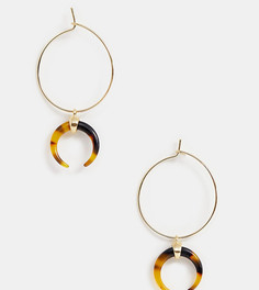 Позолоченные серьги-кольца с черепаховой подвеской-месяцем Orelia - Золотой