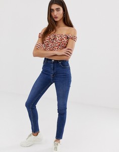 Синие джинсы скинни с завышенной талией Pull&Bear - Синий