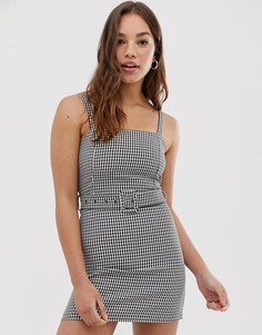 Черное платье мини в клеточку Pull&Bear - Мульти