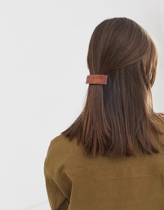 Деревянная прямоугольная изогнутая заколка для волос ASOS DESIGN - Коричневый