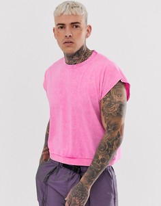 Свободная розовая майка с эффектом кислотной стирки ASOS DESIGN - Розовый