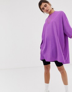 Неоново-фиолетовое платье-футболка в стиле oversize Weekday - Фиолетовый
