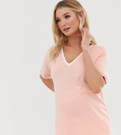 Розовая футболка с V-образным вырезом и окантовкой ASOS DESIGN Maternity - Розовый