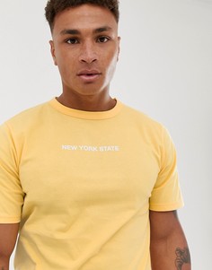 Желтая футболка с принтом New York State от Pull&Bear - Желтый
