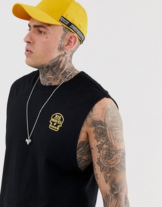 Черная свободная майка с принтом на груди Bershka - Join Life - Черный