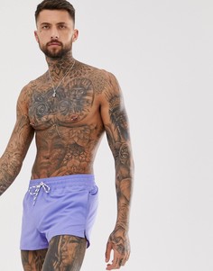 Сиреневые короткие шорты для плавания с черно-белым шнурком ASOS DESIGN - Фиолетовый