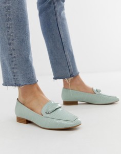 Туфли на плоской подошве с крокодиловым узором ASOS DESIGN - Синий