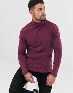 Красный лонгслив с отворачивающимся воротником ASOS DESIGN - Красный