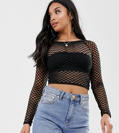 Топ-бандо из крупной сетки ASOS DESIGN Petite - Черный