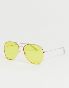 Массивные солнцезащитные очки-авиаторы Pieces - Желтый