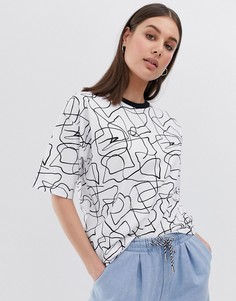 Oversize-футболка с монохромным принтом ASOS DESIGN - Белый