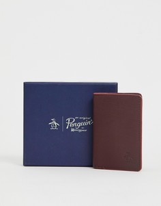 Коричневая кожаная визитница Original Penguin - Коричневый