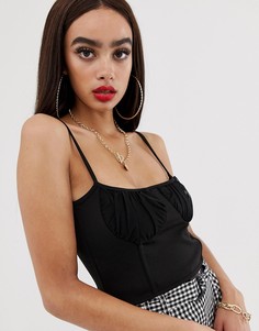 Черный кроп-топ на бретелях с чашечками Boohoo - Черный
