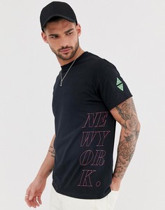 Черная футболка с принтом сбоку River Island - Черный