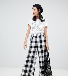 Укороченные брюки в клетку Monki - Черный