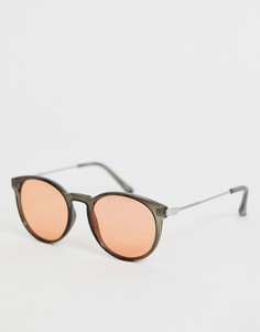 Серые солнцезащитные очки с розовыми стеклами ASOS DESIGN - Черный