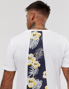 Удлиненная футболка с закругленным краем и принтом на спине Jack & Jones Originals - Белый