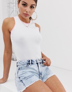 Белое боди с высоким воротом и контрастными строчками ASOS DESIGN - Белый