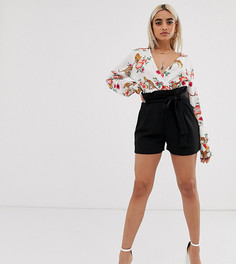 Черные эксклюзивные шорты с завышенной талией Boohoo Petite - Черный