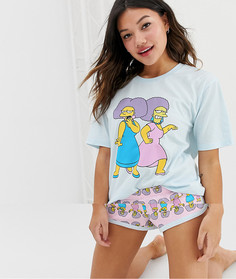 Пижамный комплект с шортами и принтом ASOS DESIGN simpsons sisters - Мульти