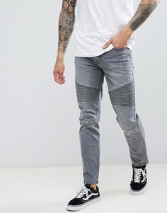 Серые байкерские джинсы скинни Threadbare - Серый