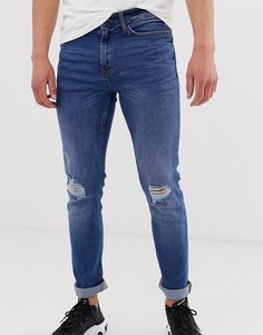 Синие джинсы скинни с рваной отделкой New Look - Синий