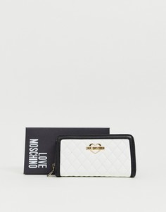 Белый стеганый кошелек колор блок Love Moschino - Белый
