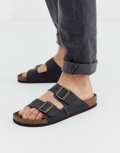 Черные сандалии с пряжками на ремешках Jack & Jones - Черный