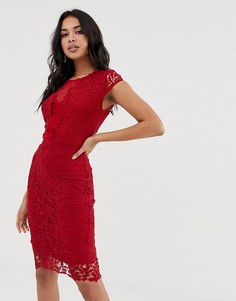 Кружевное платье-футляр миди Girl In Mind - Красный