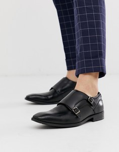 Черные строгие кожаные монки с ремешками Goodwin Smith - Черный