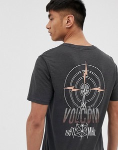 Черная футболка с принтом радиостанции и молний Volcom rebel - Черный