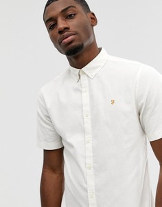 Оксфордская меланжевая рубашка из сатина с короткими рукавами Farah - Белый