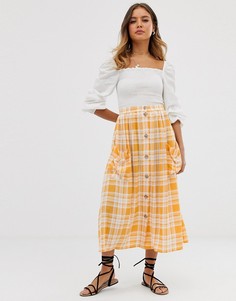 Фактурная юбка миди на пуговицах ASOS DESIGN - Мульти