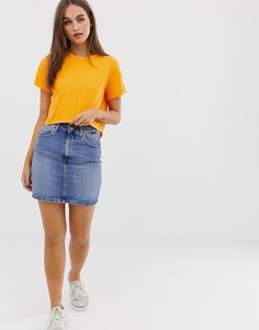 Синяя выбеленная джинсовая юбка с завышенной талией ASOS DESIGN - Синий