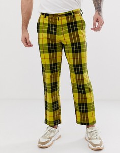 Желтые строгие брюки в клетку Pull&Bear - Желтый