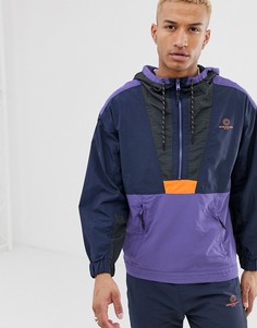 Темно-синяя спортивная куртка от костюма в стиле колор блок Bershka - Синий
