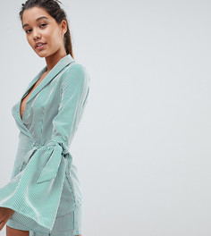 Пиджак в полоску с запахом и завязками на рукавах PrettyLittleThing - Мульти