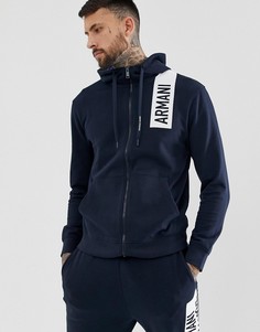 Темно-синий свитшот на молнии с капюшоном Armani Exchange - Темно-синий