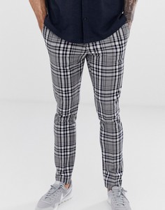 Серые зауженные строгие брюки в клетку River Island - Серый