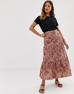 Юбка миди с вышивкой ришелье и принтом роз ASOS DESIGN - Мульти