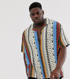 Свободная рубашка с ацтекским принтом в полоску ASOS DESIGN Plus - Мульти