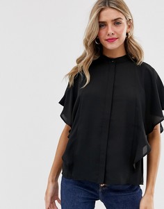 Мягкая рубашка без рукавов с оборкой ASOS DESIGN - Черный
