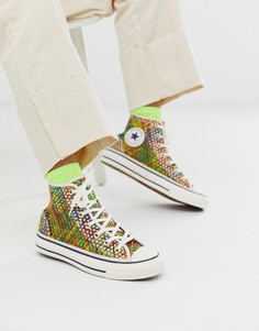 Разноцветные высокие кеды кроше Converse chuck taylor all star - Мульти