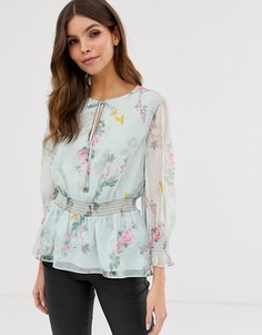 Топ с оборками и принтом Ted Baker - Klarra - Зеленый