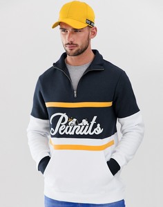Темно-синий свитшот с короткой молнией Pull&Bear - Peanut - Темно-синий