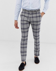 Узкие строгие брюки в белую клетку Selected Homme - Белый