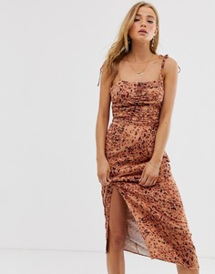 Облегающее платье с леопардовым принтом Free People - Show Stopper - Коричневый