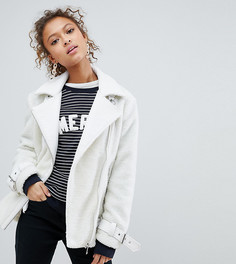 Oversize-куртка из искусственного меха Miss Selfridge - Белый