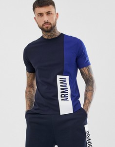 Темно-синяя футболка с логотипом сбоку Armani Exchange - Черный