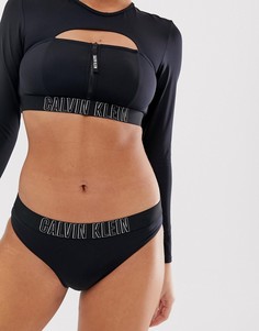 Черные плавки-бикини с заниженной талией Calvin Klein intense power - Черный
